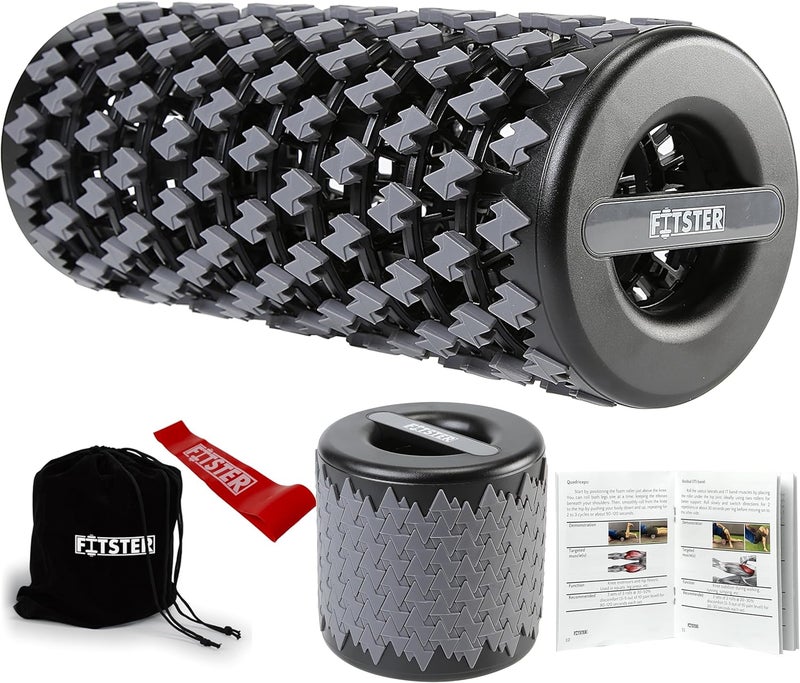 Fitster أسطوانة فوم قابلة للطي للتمارين والتعافي (13 بوصة)، سهلة الحمل بحجم 5.5 بوصة (رمادي) - Image 1